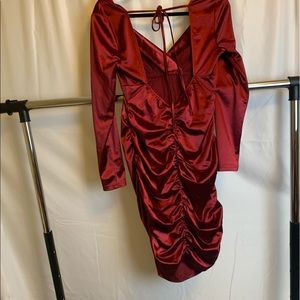 Dress Joyfunear Tied Backless Ruched Satin Dress